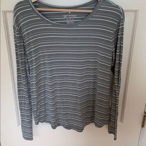 Light Green Striped American Eagle Long Sleeve